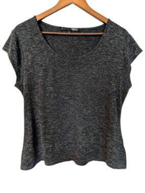 NWOT Ness Heathered Charcoal Grey Knit Top Scoop Neck Cap Sleeve Soft Minimalist